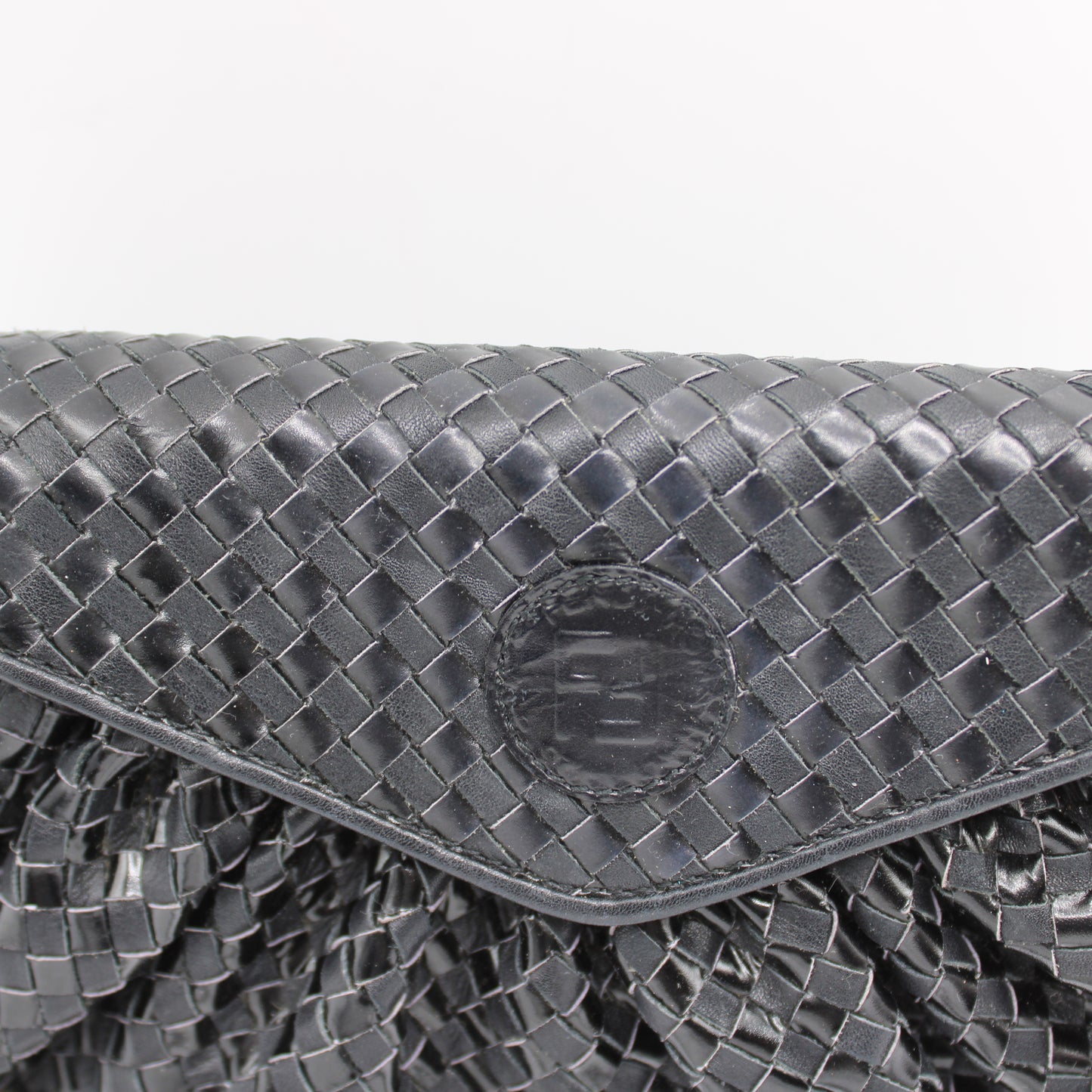 Fendi Black Braided Woven Leather Mini Crossbody Pouch Bag
