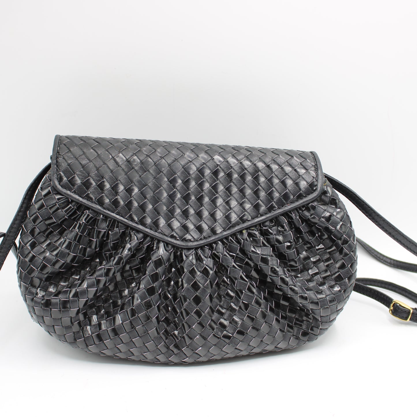 Fendi Black Braided Woven Leather Mini Crossbody Pouch Bag