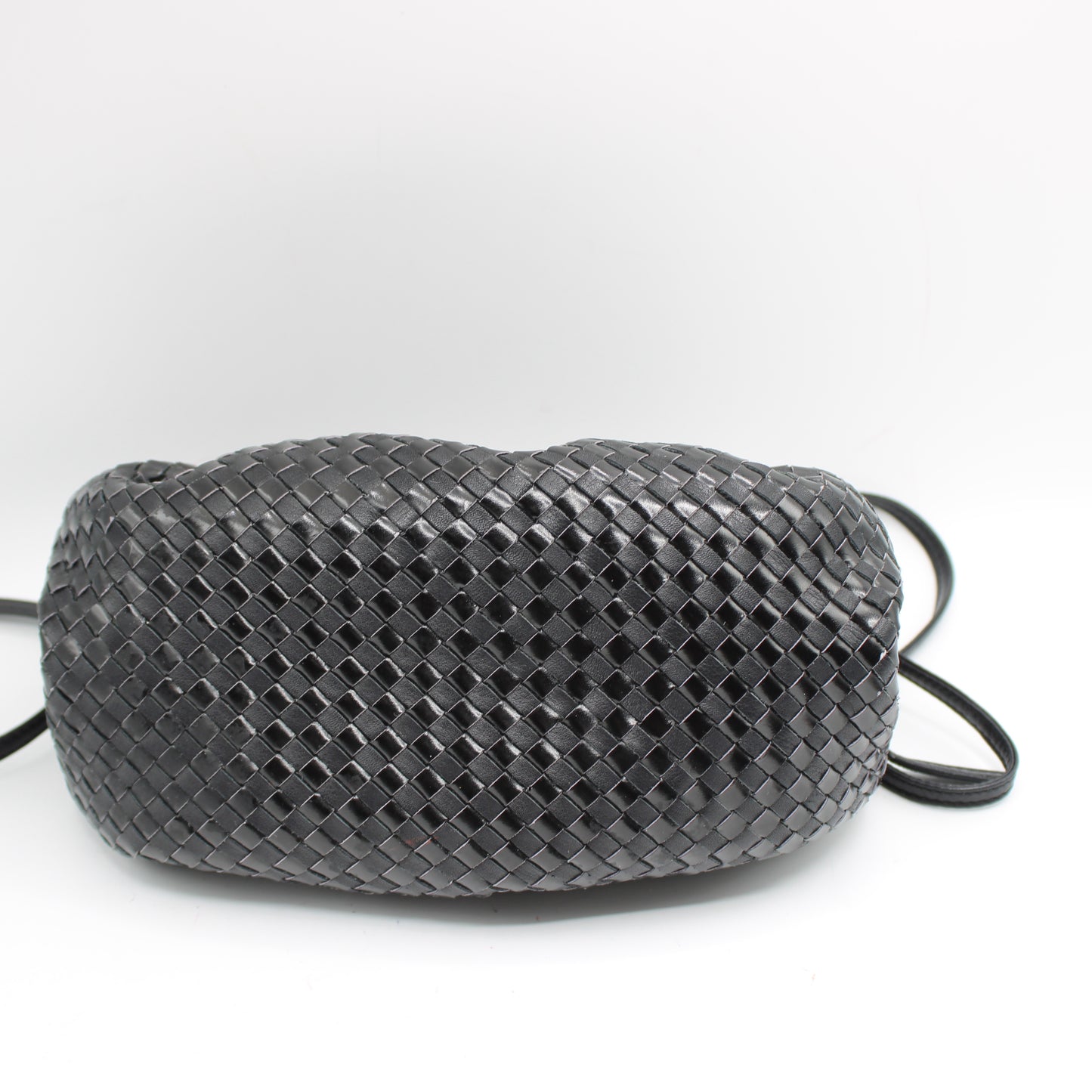 Fendi Black Braided Woven Leather Mini Crossbody Pouch Bag