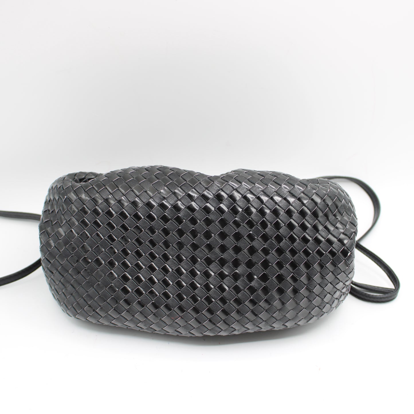 Fendi Black Braided Woven Leather Mini Crossbody Pouch Bag