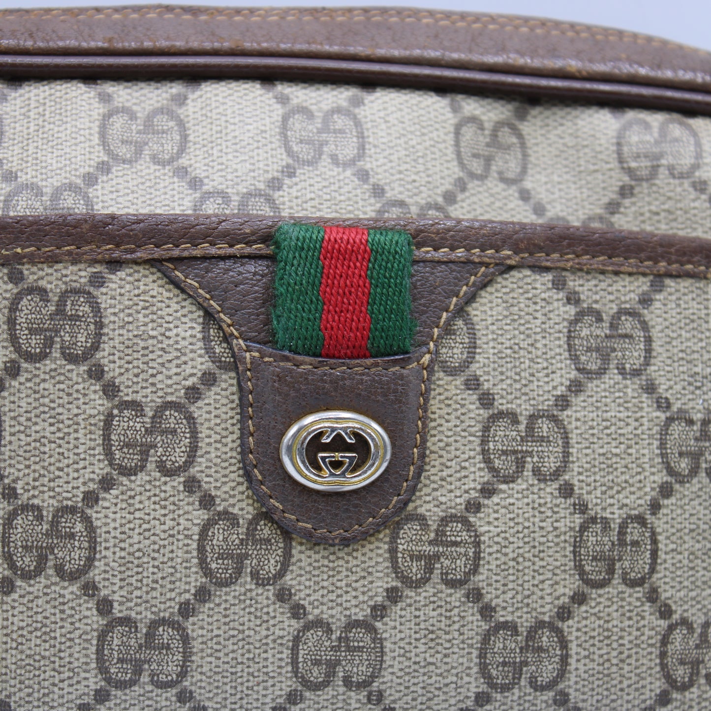 Gucci Ophidia Beige GG Supreme Canvas Brown Leather Crossbody Bag