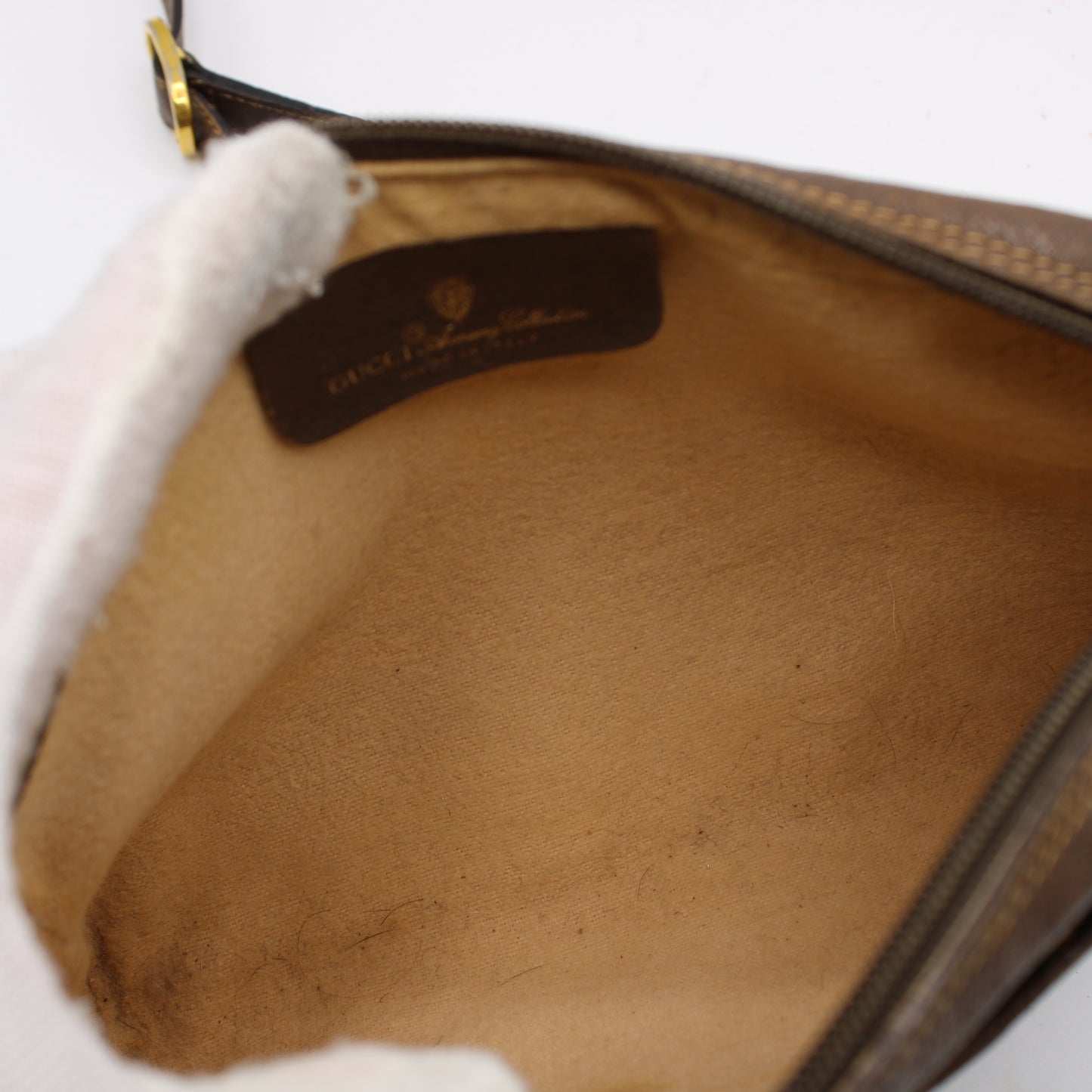 Gucci Ophidia Beige GG Supreme Canvas Brown Leather Crossbody Bag