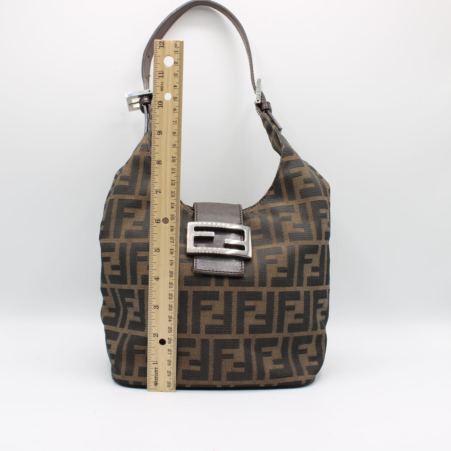 Fendi Brown Zucca Canvas Croissant Baguette Shoulder Bag