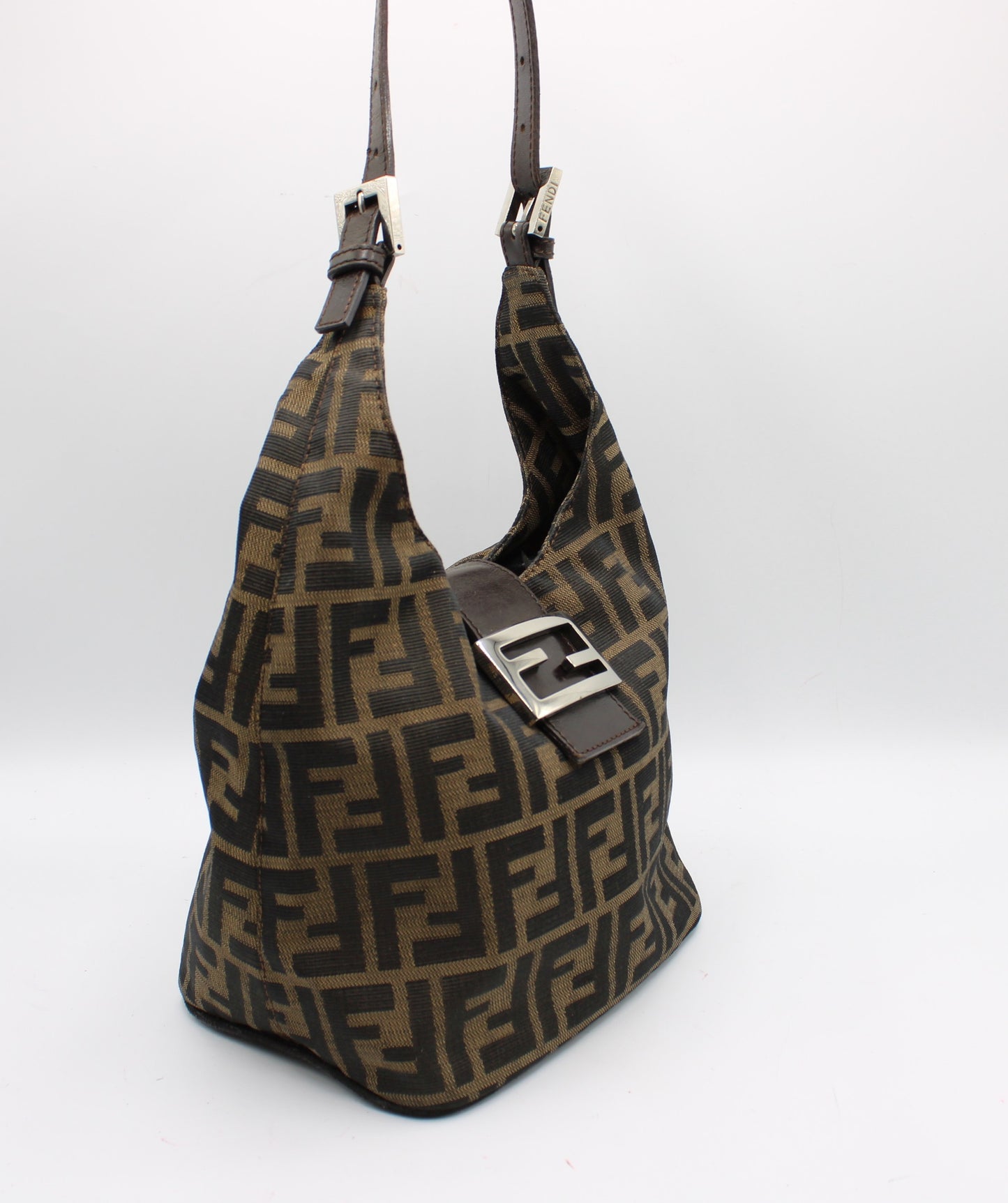 Fendi Brown Zucca Canvas Croissant Baguette Shoulder Bag
