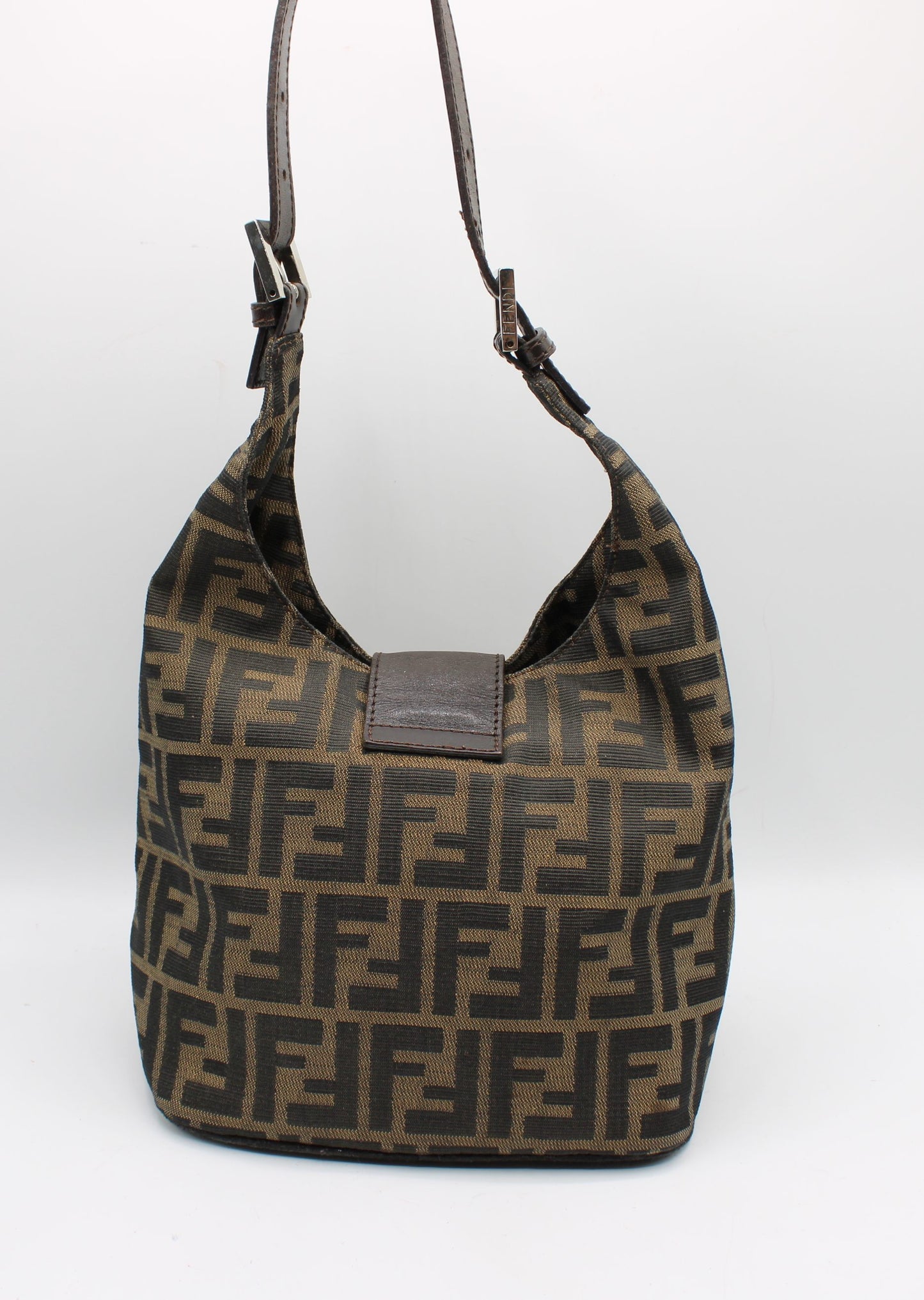 Fendi Brown Zucca Canvas Croissant Baguette Shoulder Bag