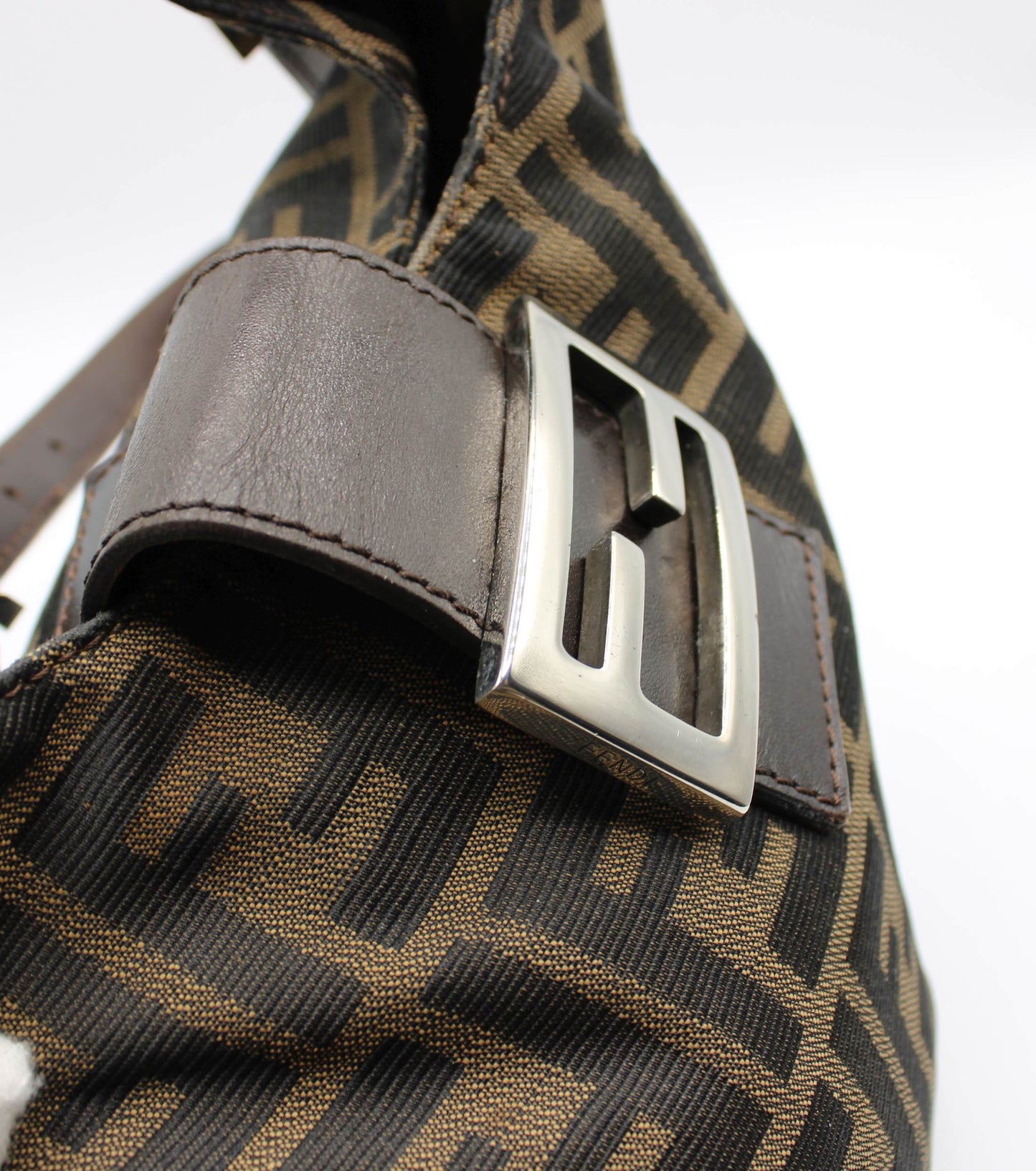 Fendi Brown Zucca Canvas Croissant Baguette Shoulder Bag