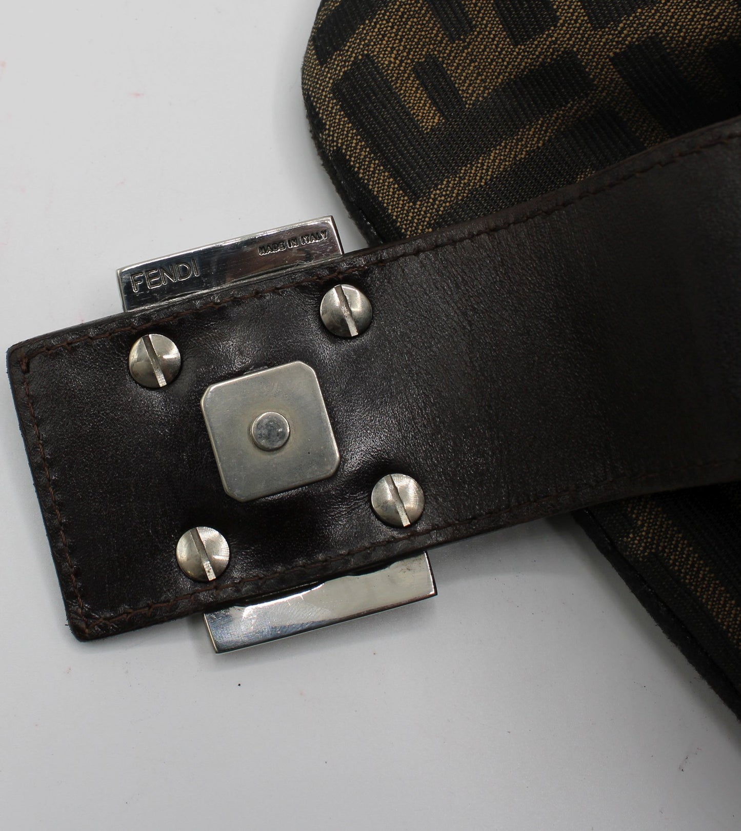 Fendi Brown Zucca Canvas Croissant Baguette Shoulder Bag