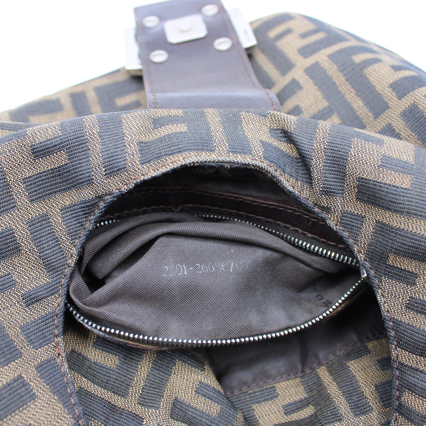 Fendi Brown Zucca Canvas Croissant Baguette Shoulder Bag