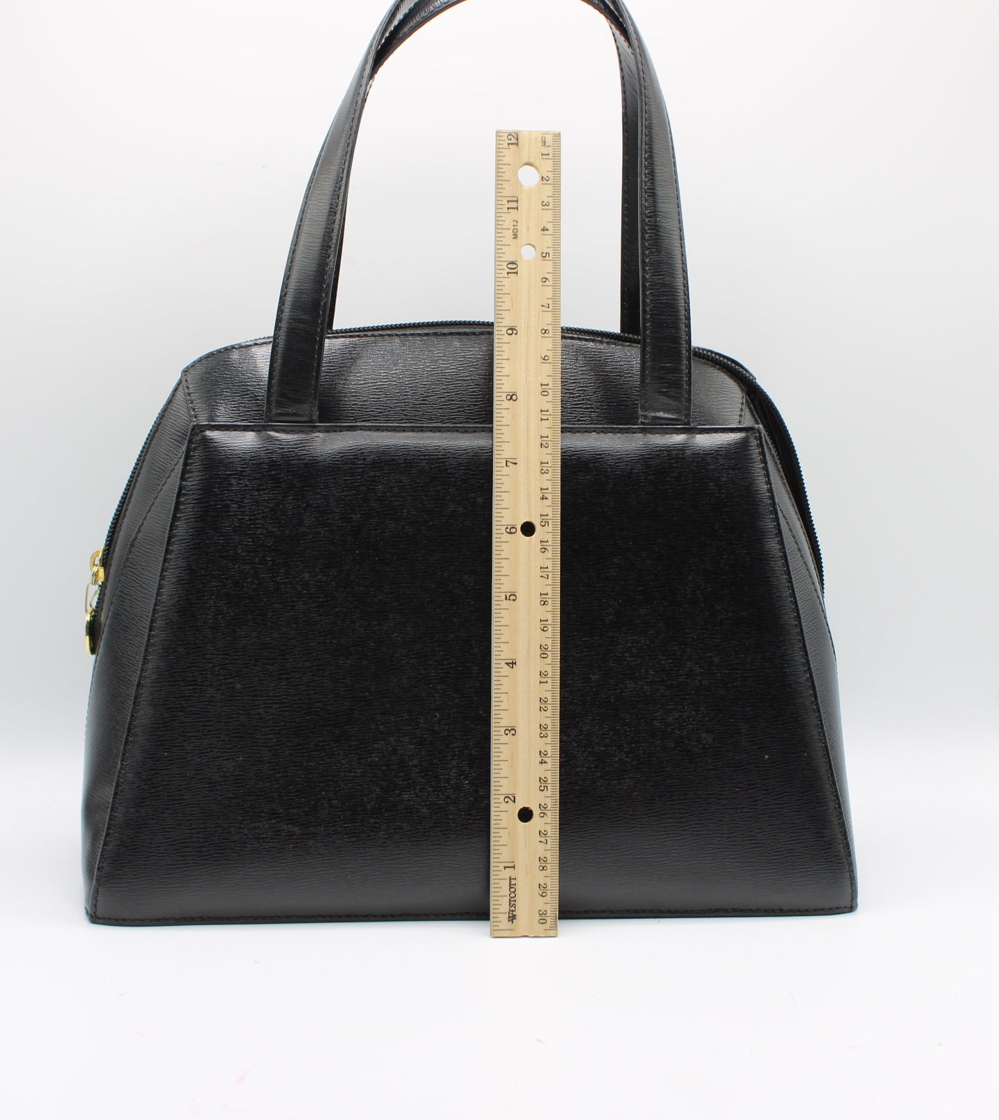 Christian Dior Black Saffiano Leather Gold Logo Shoulder Bag