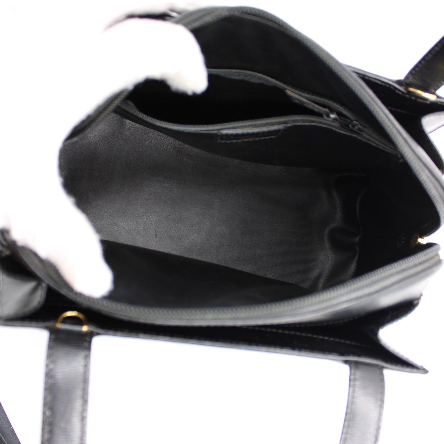 Christian Dior Black Saffiano Leather Gold Logo Shoulder Bag