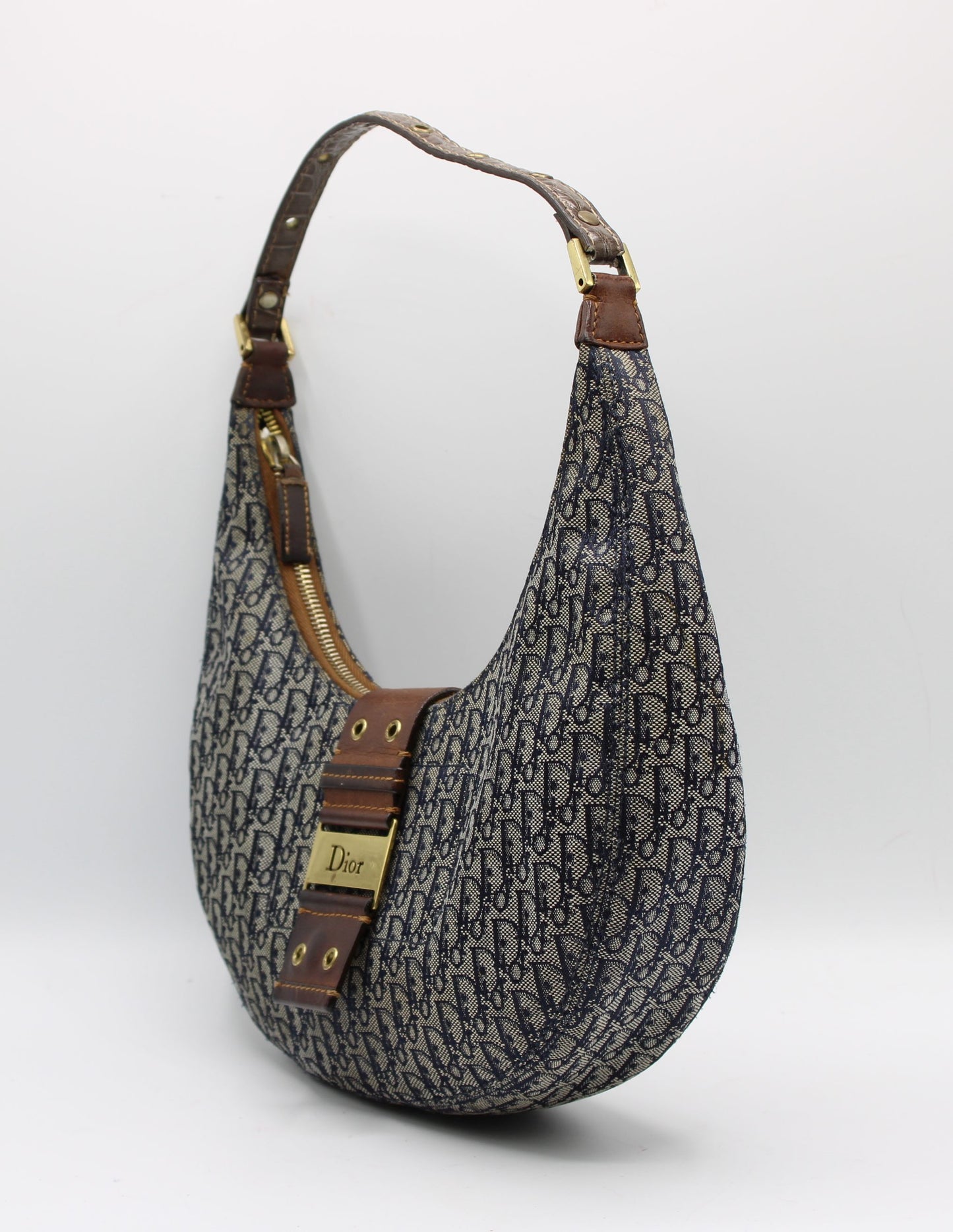 Christian Dior Blue Oblique Canvas Street Chic Hobo Bag