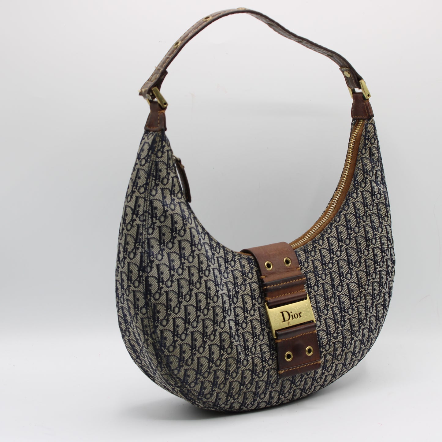 Christian Dior Blue Oblique Canvas Street Chic Hobo Bag