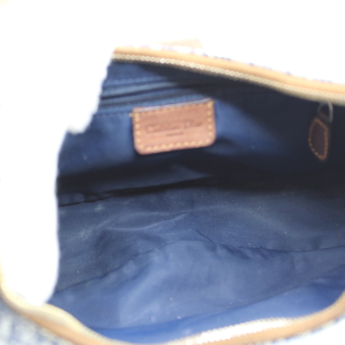 Fendi Blue Denim Leather Boat Shoulder Bag