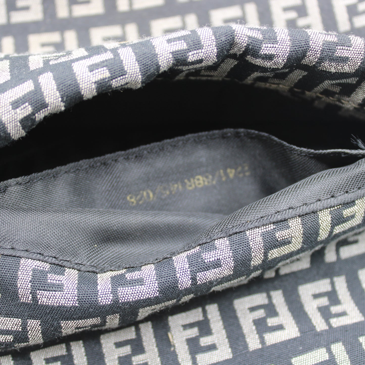 Fendi Black Blue Zucchino Canvas Flap Shoulder Bag