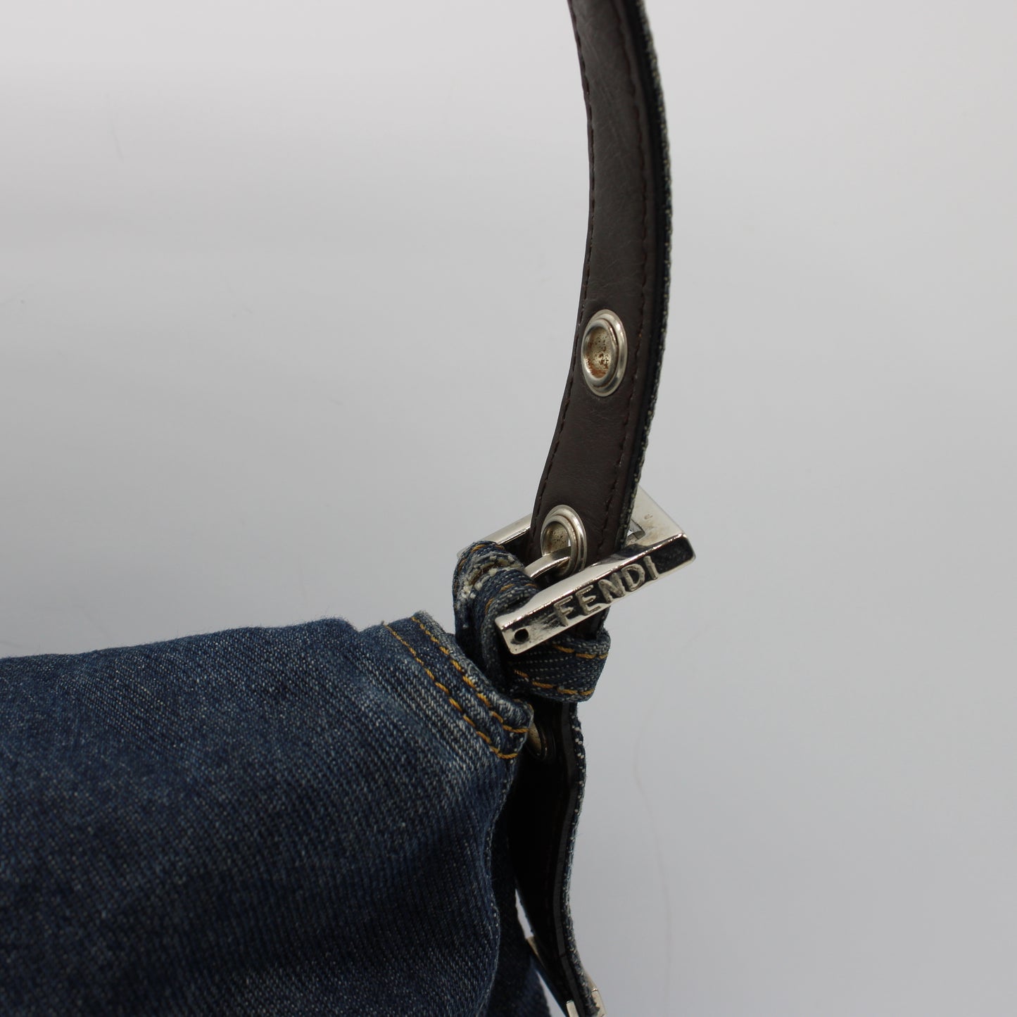 Fendi Blue Denim Mamma Baguette Shoulder Bag
