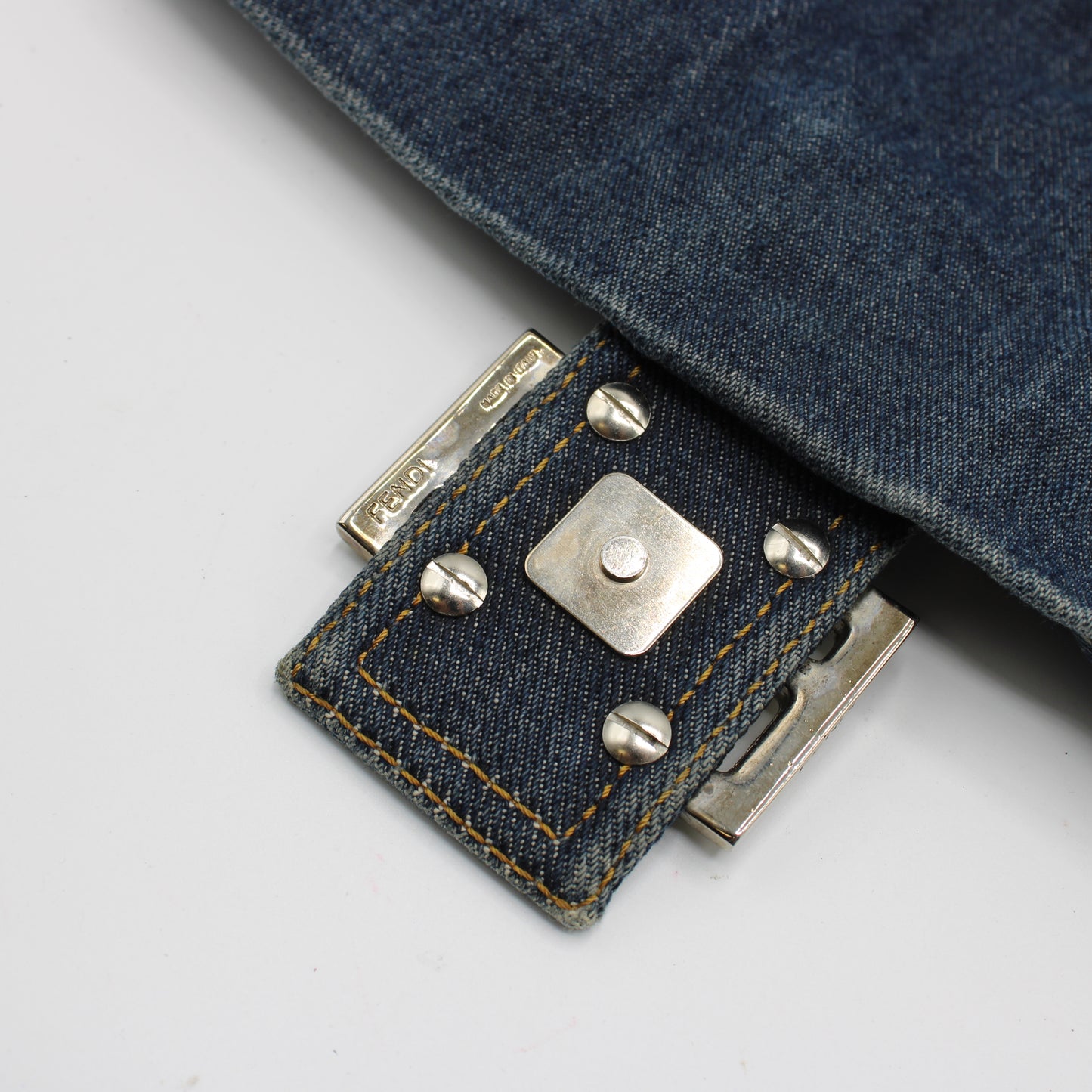 Fendi Blue Denim Mamma Baguette Shoulder Bag