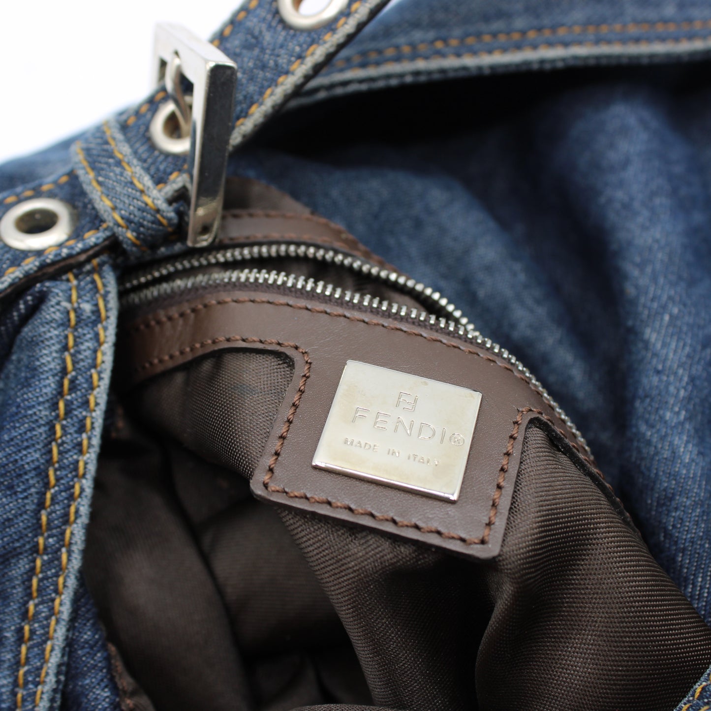 Fendi Blue Denim Mamma Baguette Shoulder Bag
