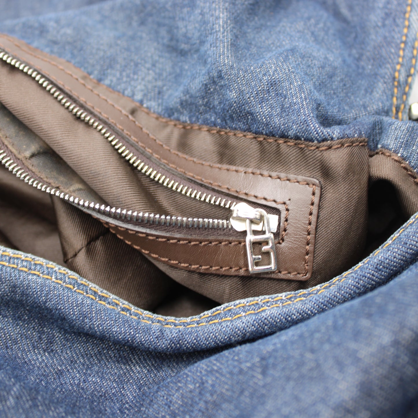 Fendi Blue Denim Mamma Baguette Shoulder Bag