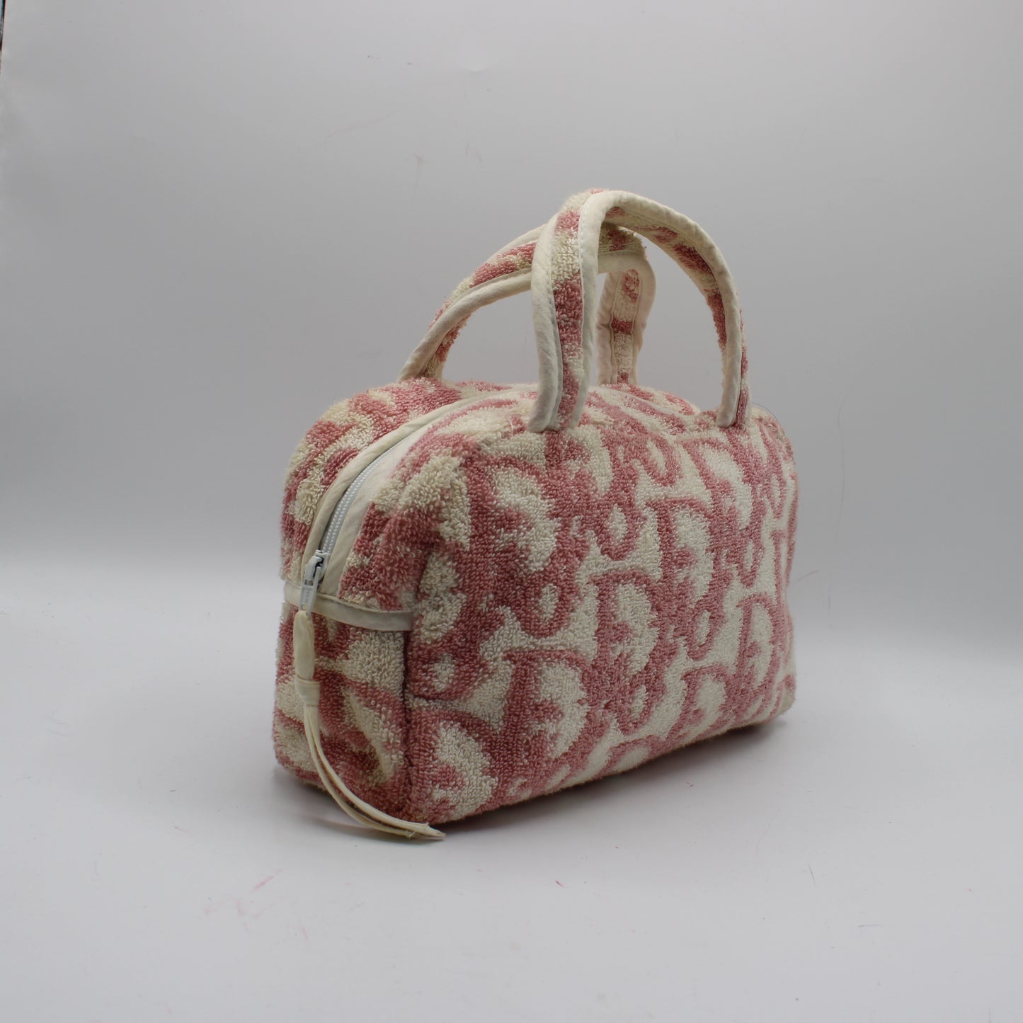 Christian Dior Pink Terry Cloth Logo Hand Bag