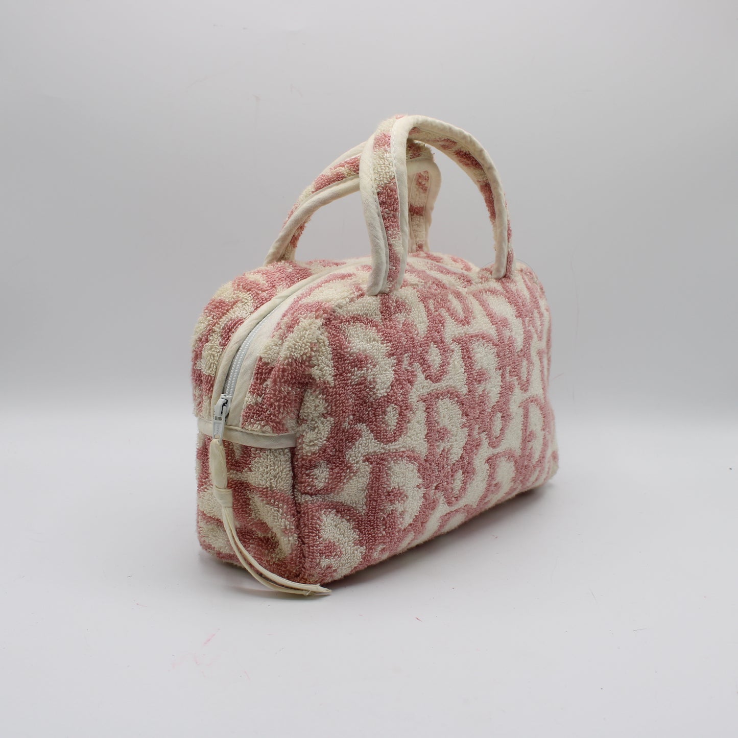 Christian Dior Pink Terry Cloth Logo Hand Bag