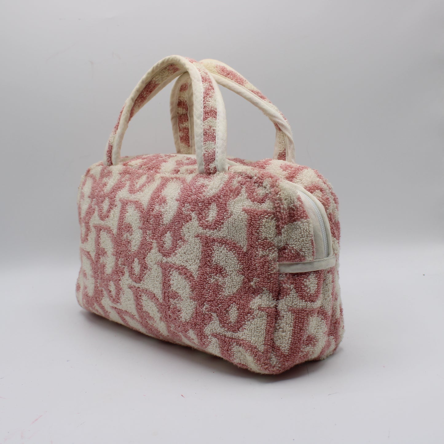 Christian Dior Pink Terry Cloth Logo Hand Bag