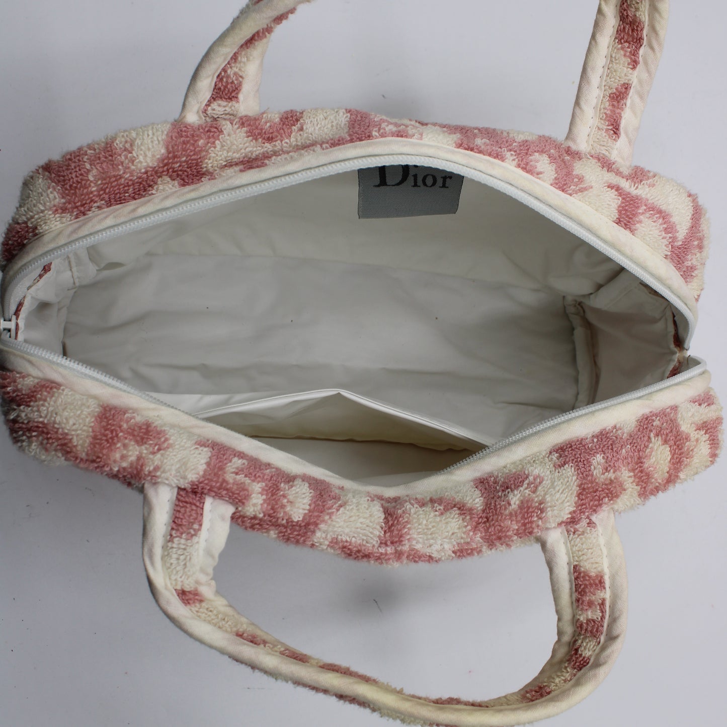 Christian Dior Pink Terry Cloth Logo Hand Bag