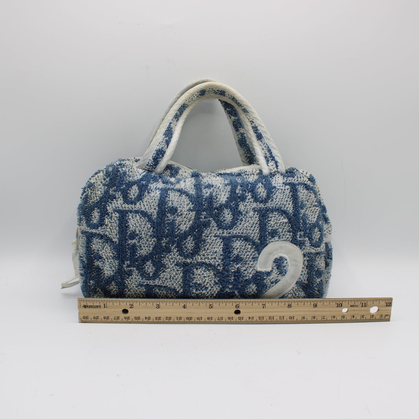 Christian Dior Blue Terry Cloth Number 2 Trotter Hand Bag