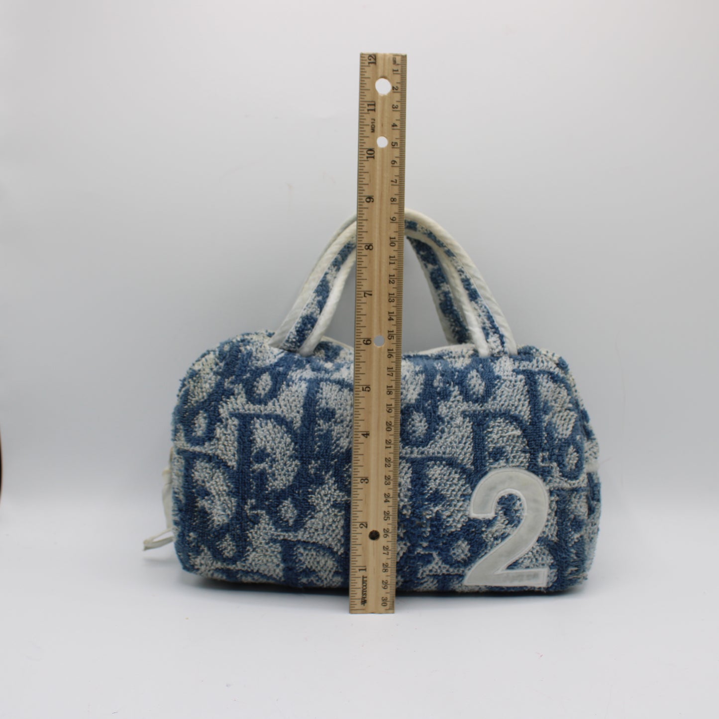 Christian Dior Blue Terry Cloth Number 2 Trotter Hand Bag