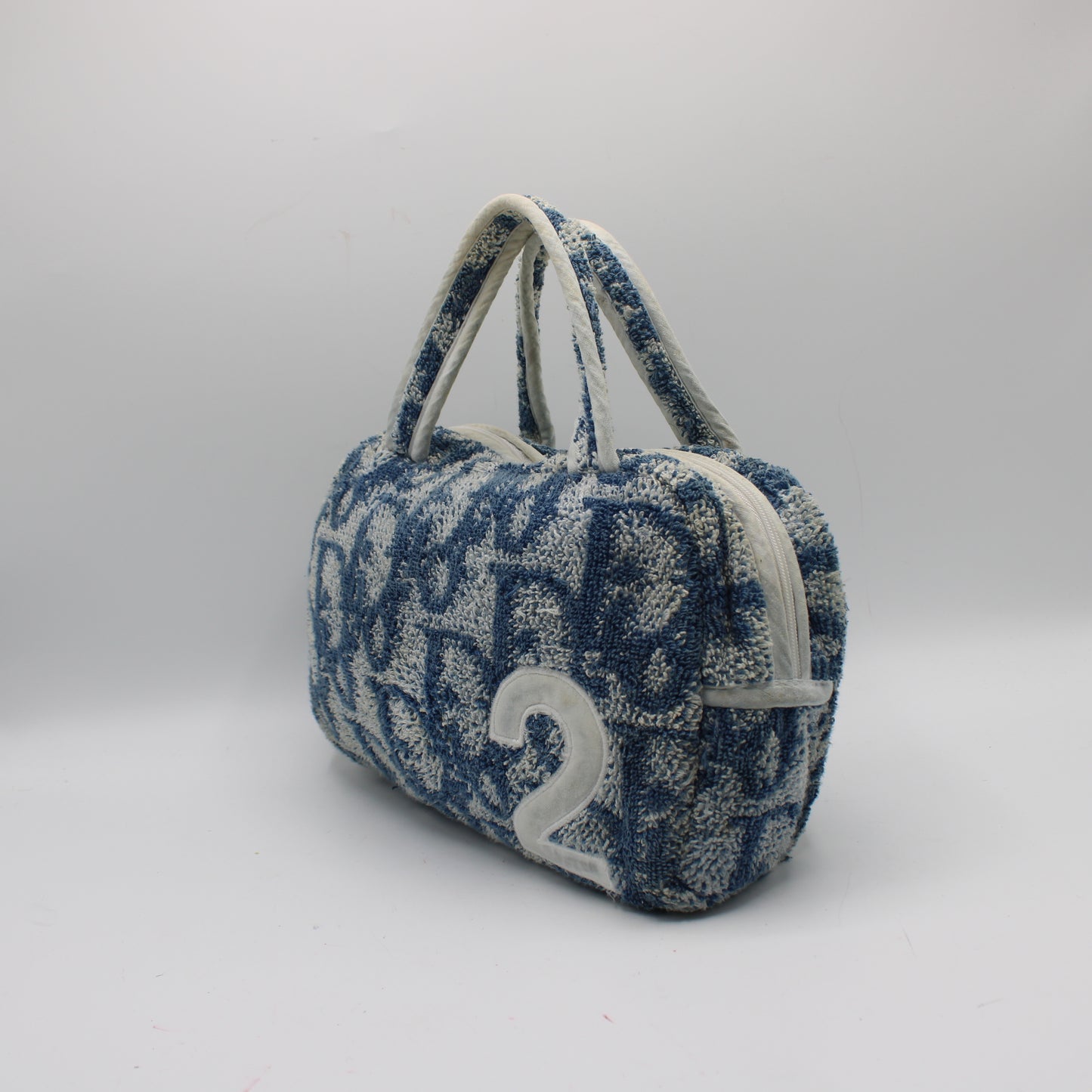 Christian Dior Blue Terry Cloth Number 2 Trotter Hand Bag