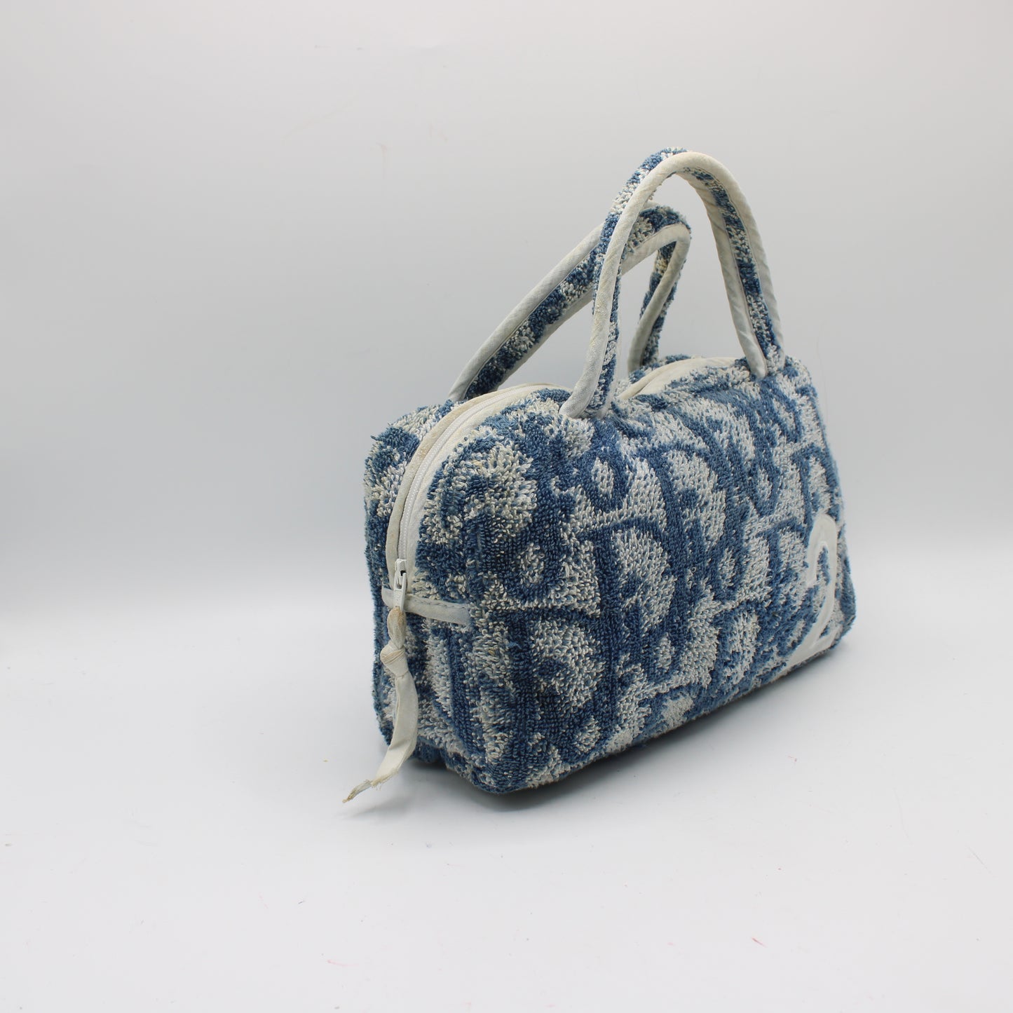 Christian Dior Blue Terry Cloth Number 2 Trotter Hand Bag