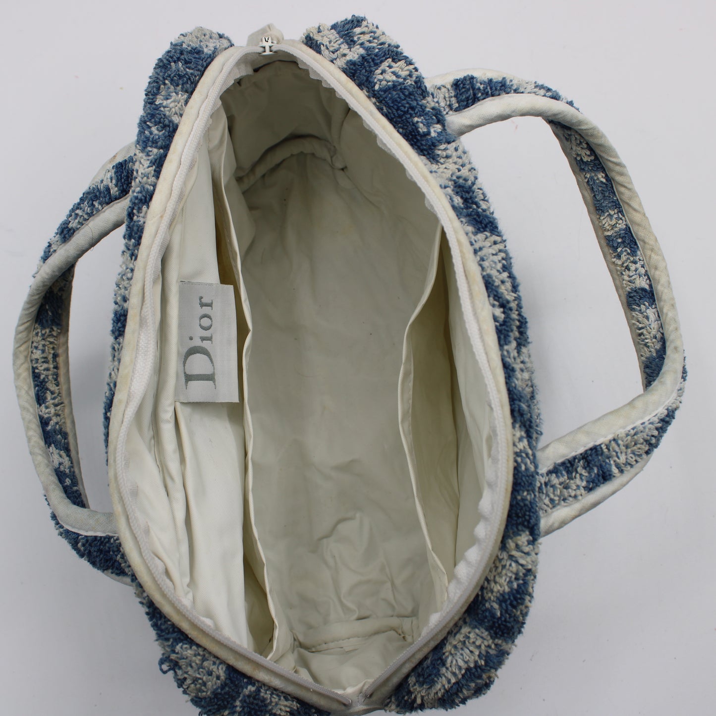 Christian Dior Blue Terry Cloth Number 2 Trotter Hand Bag