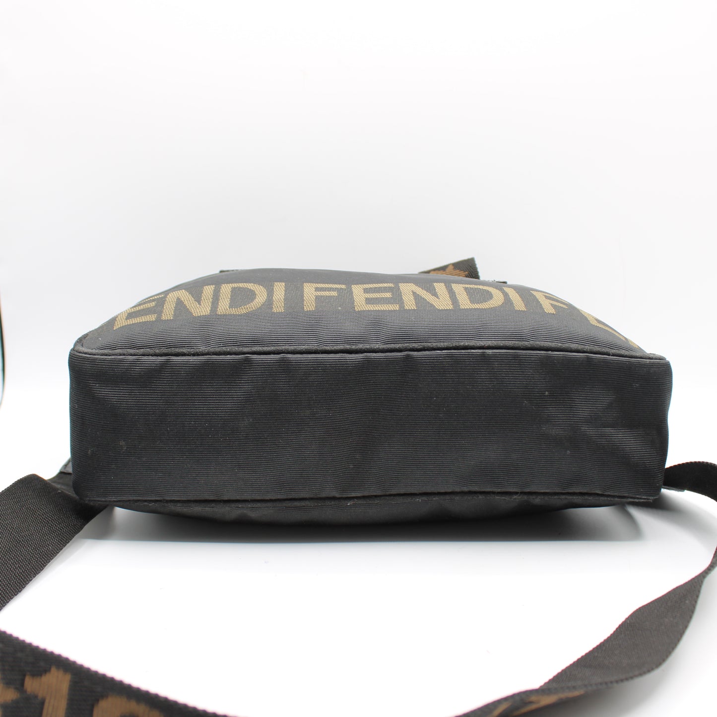 Fendi Black Nylon Canvas Roma Star Boston Crossbody Bag