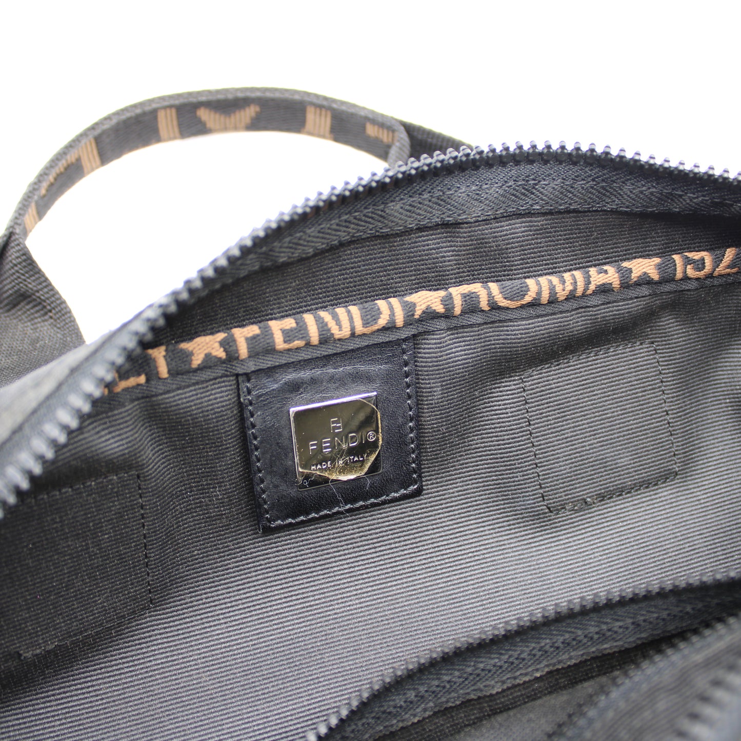 Fendi Black Nylon Canvas Roma Star Boston Crossbody Bag
