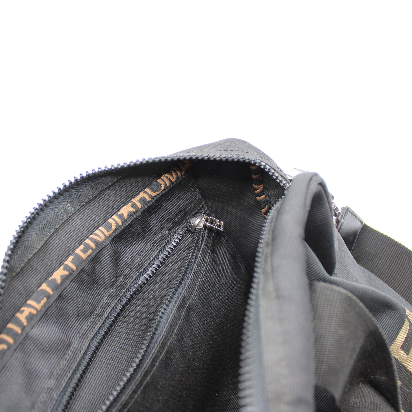 Fendi Black Nylon Canvas Roma Star Boston Crossbody Bag