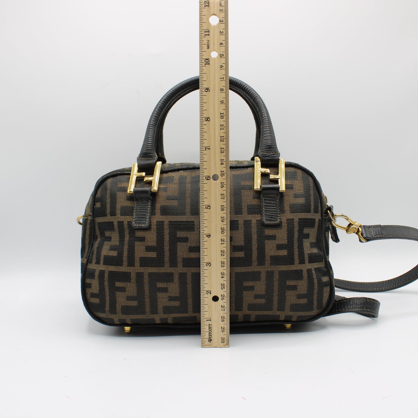 Fendi Brown Zucca Canvas Mini Boston Crossbody Bag