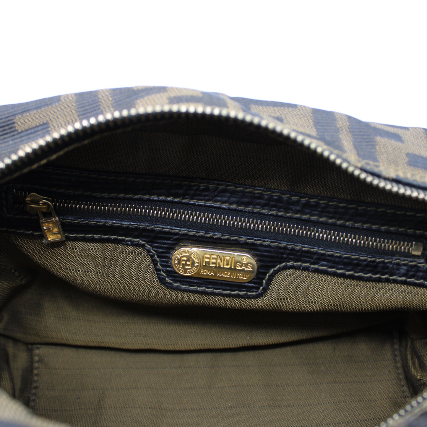 Fendi Brown Zucca Canvas Mini Boston Crossbody Bag