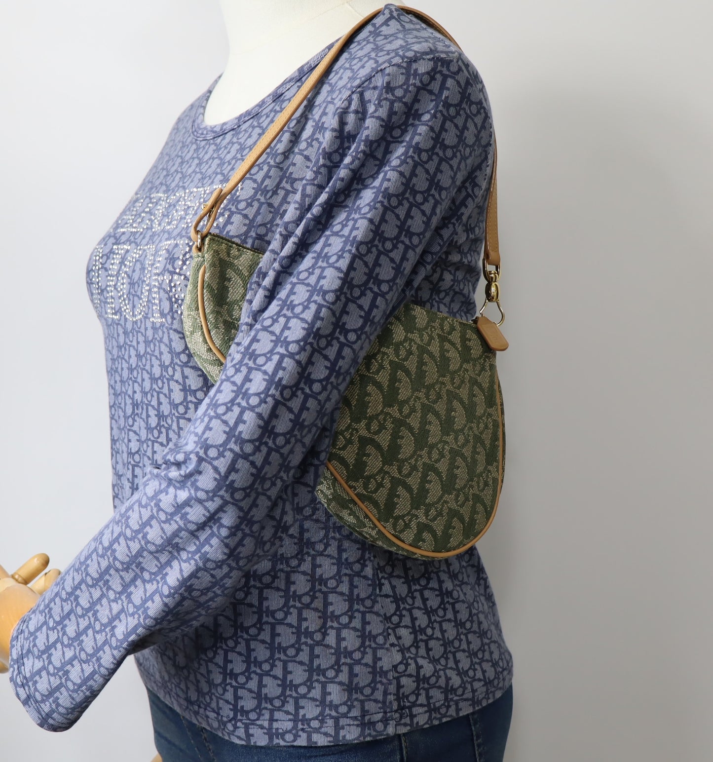 Christian Dior Khaki Oblique Canvas Saddle Shoulder Bag