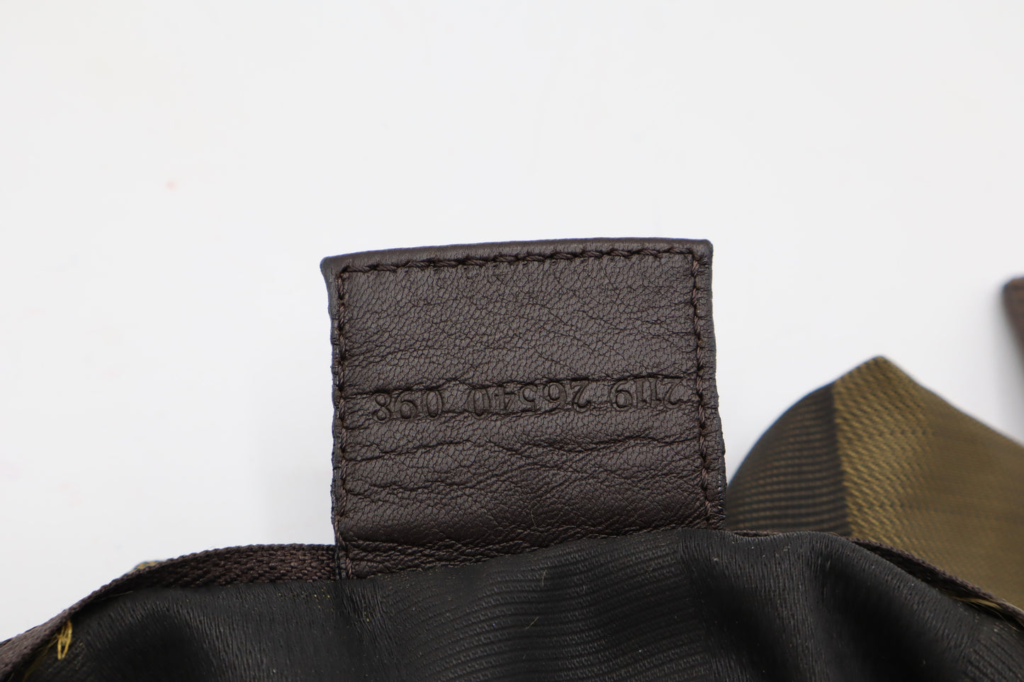 Fendi Brown Olive Pequin Striped Canvas Handbag Pouch