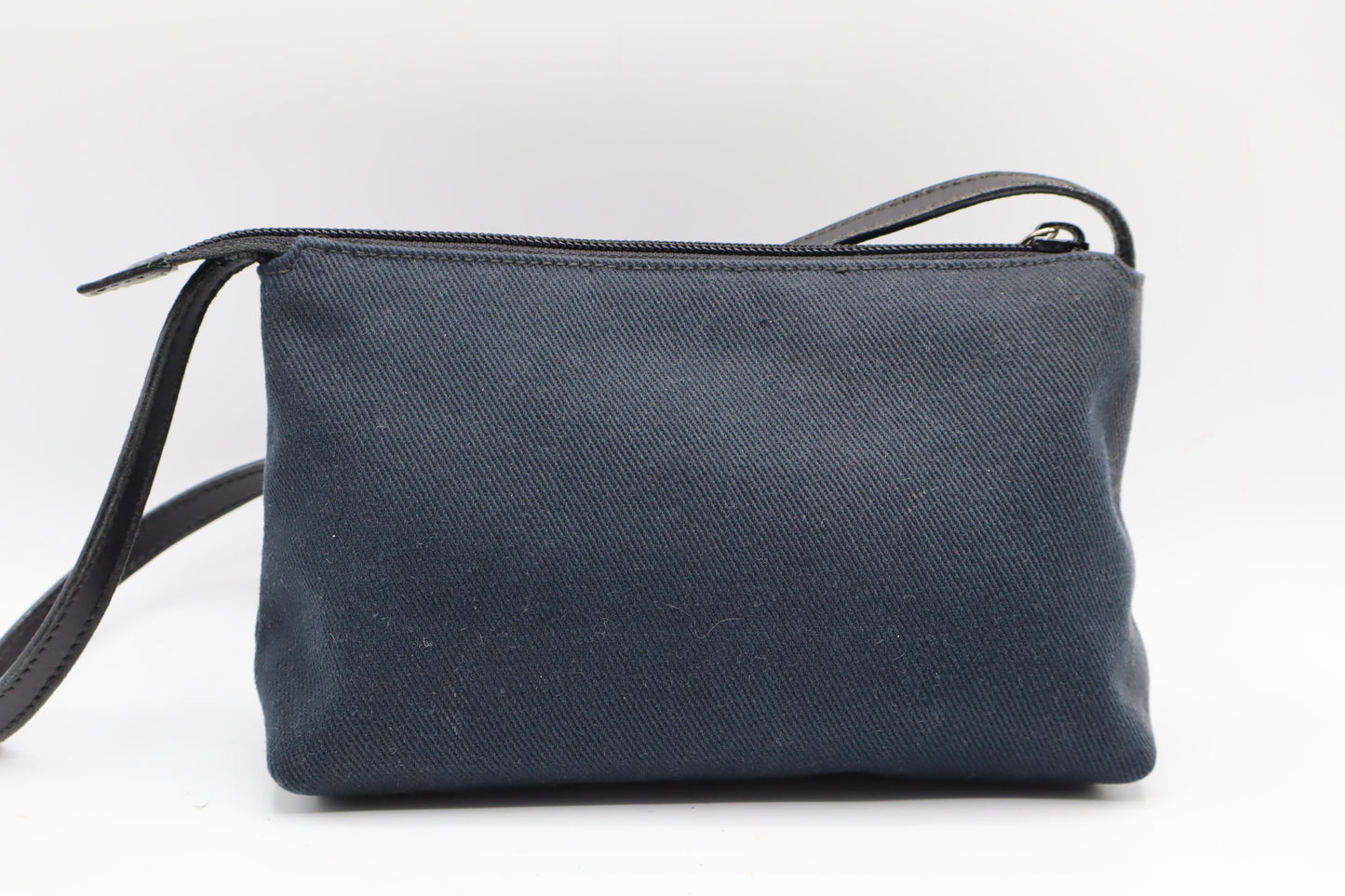 Yves Saint Laurent Black Canvas Velvet Logo Shoulder Bag