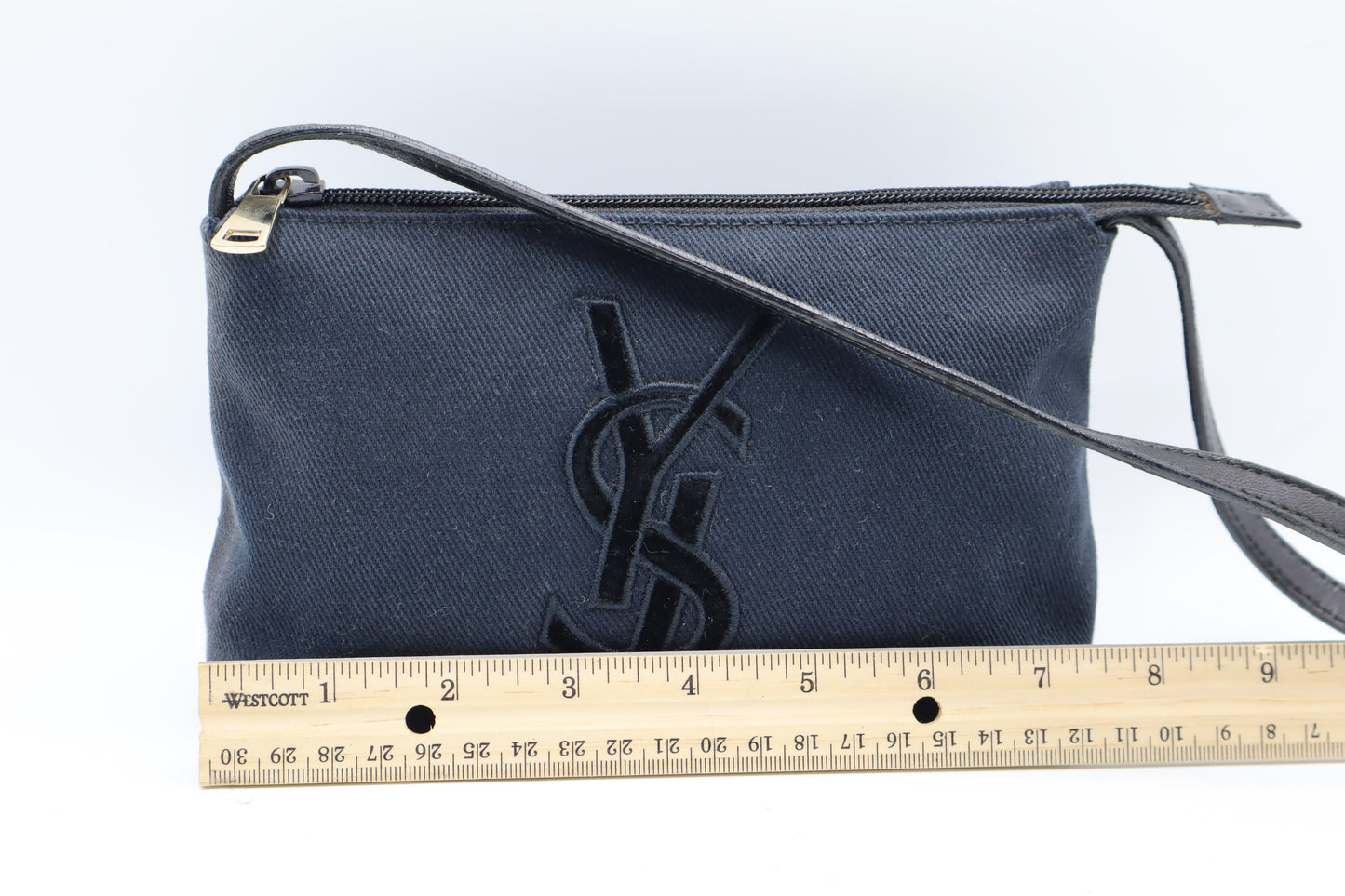 Yves Saint Laurent Black Canvas Velvet Logo Shoulder Bag