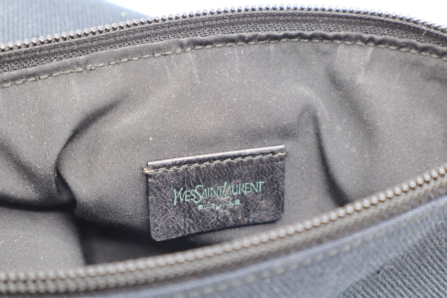 Yves Saint Laurent Black Canvas Velvet Logo Shoulder Bag