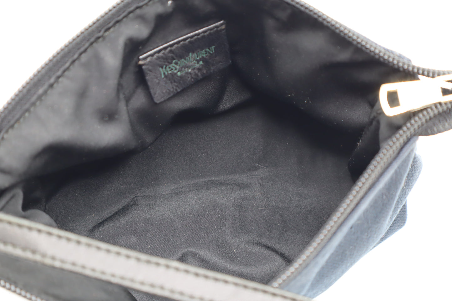 Yves Saint Laurent Black Canvas Velvet Logo Shoulder Bag