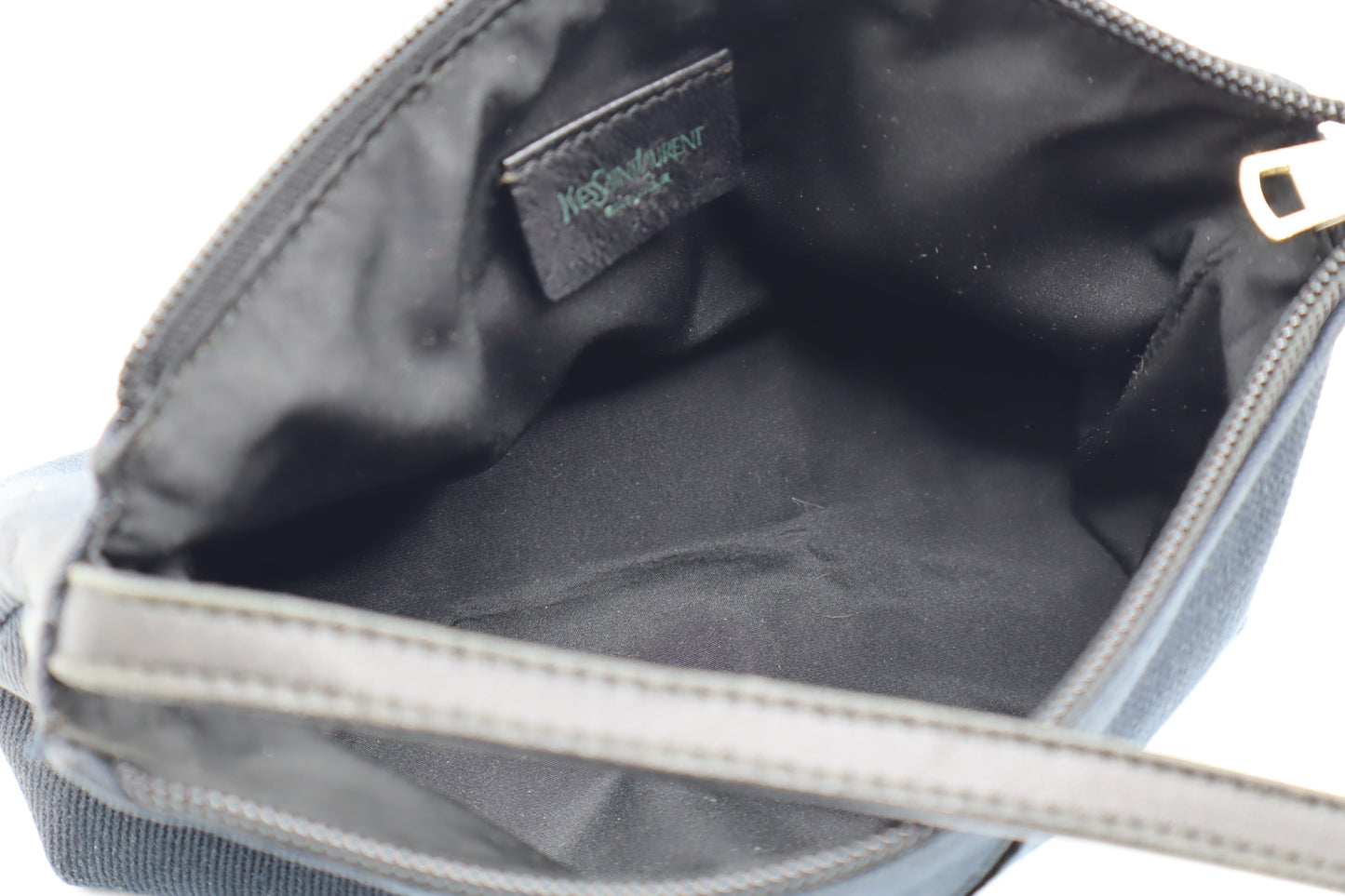 Yves Saint Laurent Black Canvas Velvet Logo Shoulder Bag