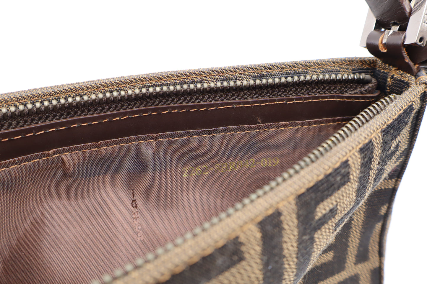 Fendi Brown Zucca Monogram Canvas Leather Shoulder Bag