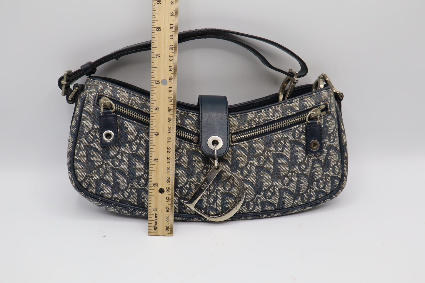 Christian Dior Navy Trotter Oblique Canvas Flap Shoulder Bag