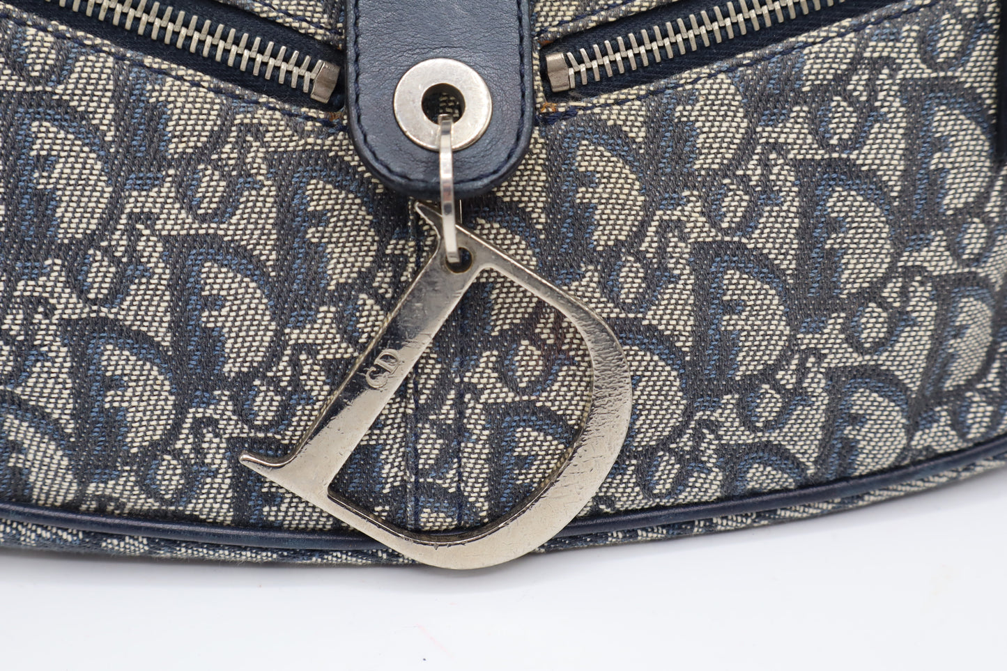 Christian Dior Navy Trotter Oblique Canvas Flap Shoulder Bag