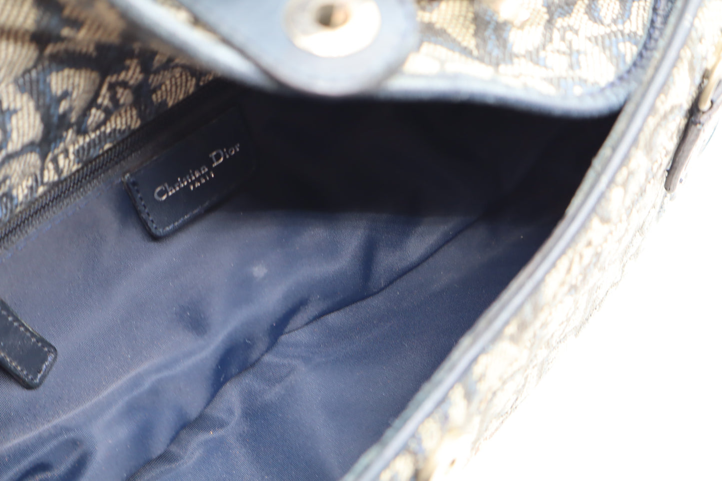 Christian Dior Navy Trotter Oblique Canvas Flap Shoulder Bag