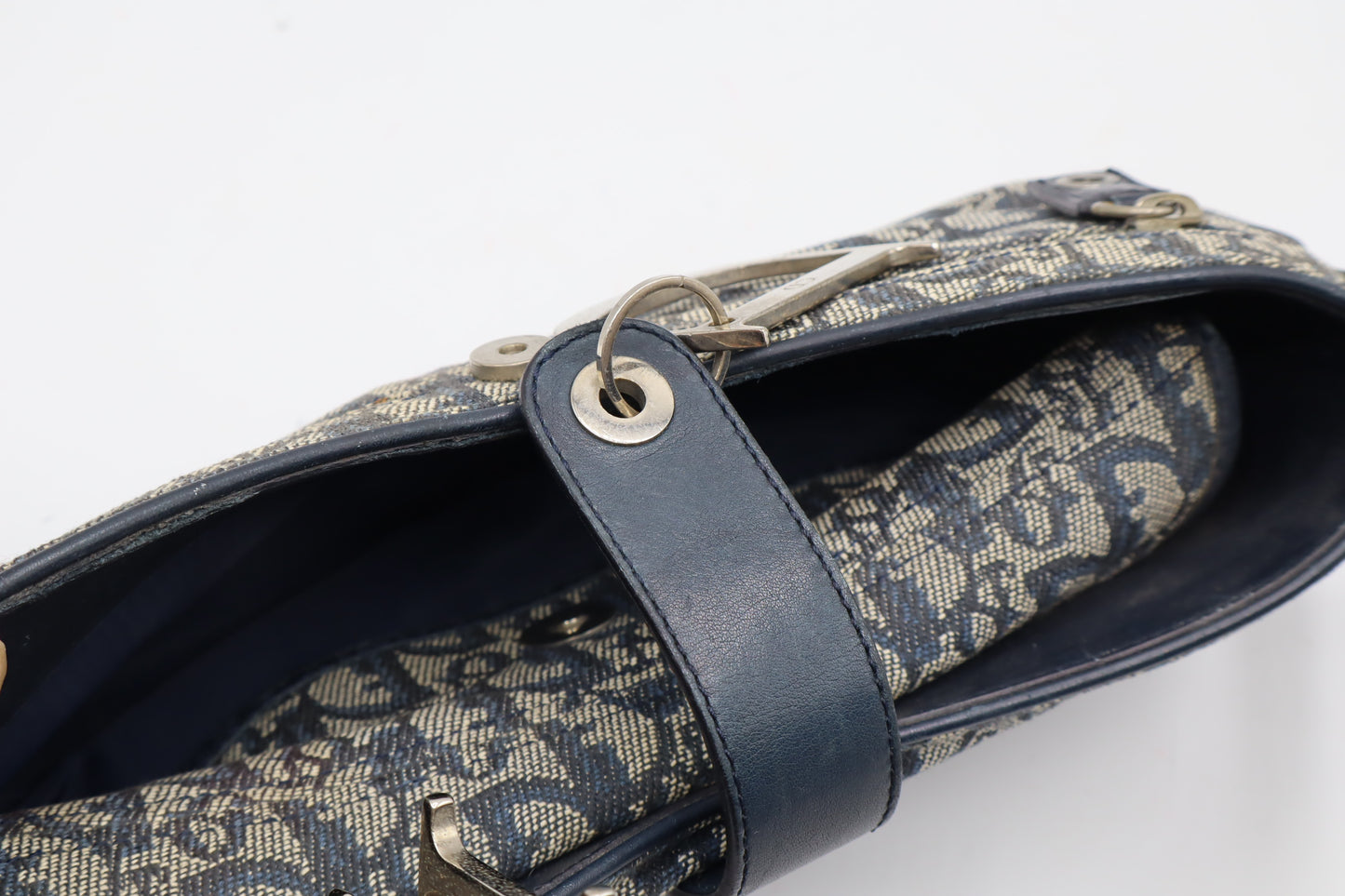 Christian Dior Navy Trotter Oblique Canvas Flap Shoulder Bag
