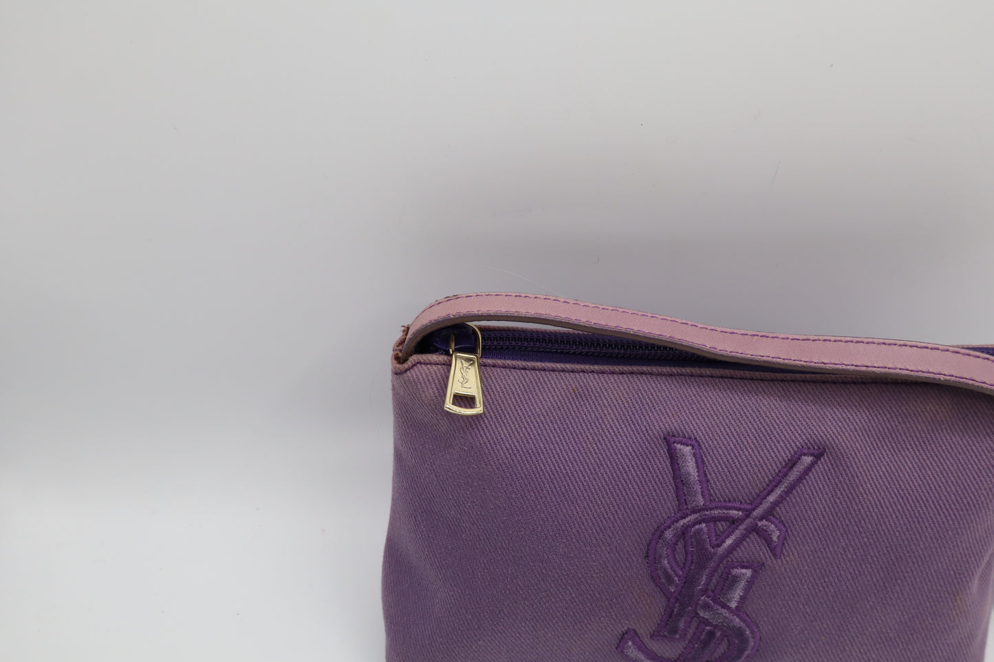 Yves Saint Laurent Purple Canvas Velvet Logo Shoulder Bag