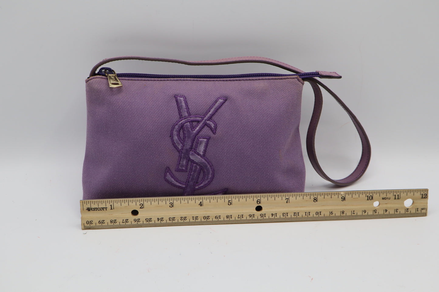 Yves Saint Laurent Purple Canvas Velvet Logo Shoulder Bag